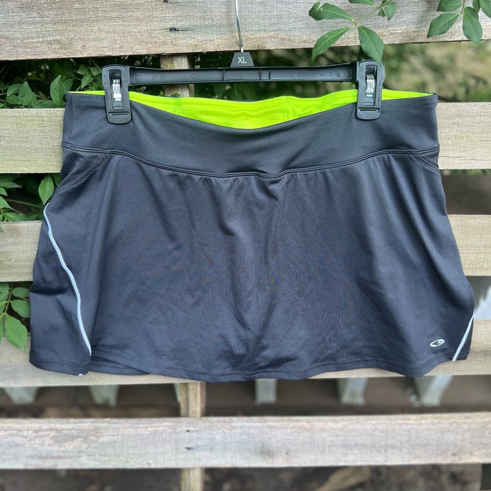 Champion Black and Neon Yellow Athletic Skirt